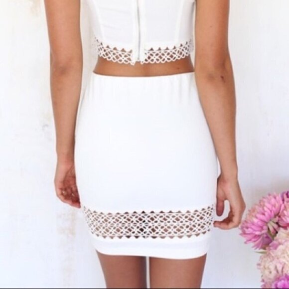 Sabo Skirt‎ Pencil Mini Skirt White Eyelet XS - Picture 2 of 6